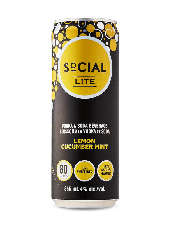 Social Lite Lemon Cucumber Mint Vodka Soda 4x355 mL can