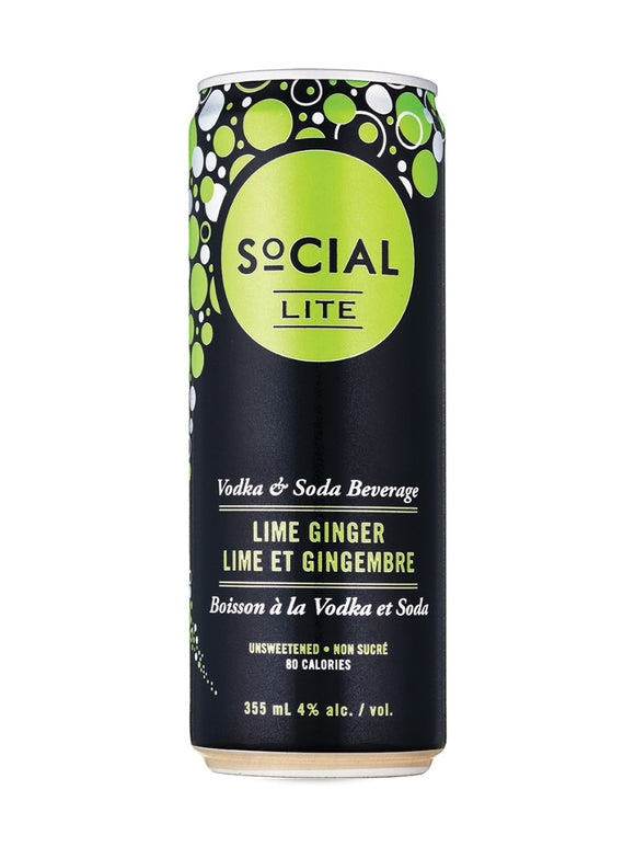 Social Lite Lime Ginger Vodka Soda 4x355 mL can