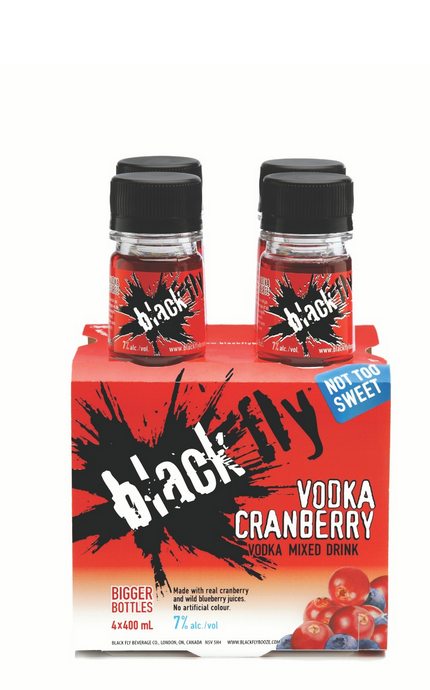 Black Fly Vodka Cranberry (PET)  4 x 400 mL  bottle
